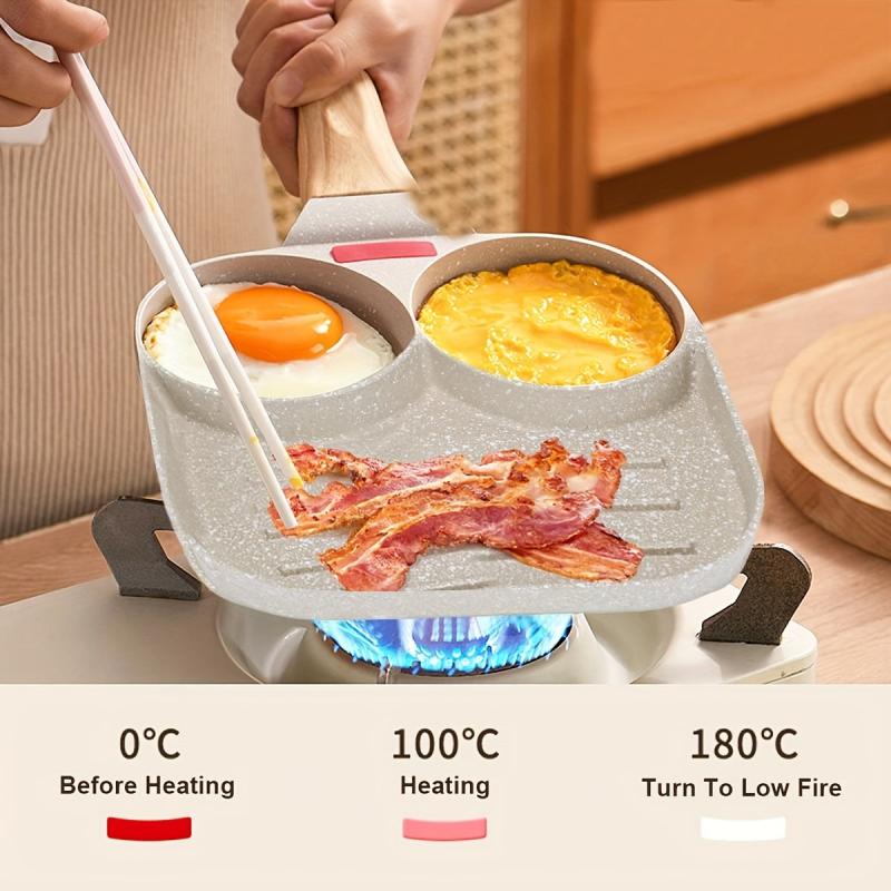 3 Holes Frying Pan Non Stick Cast Iron Skillet for Gas Stove Top