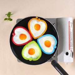 4pcs Silicone Heart Shaped Omelet Mold Stainless Steel Hamburger Meat Mold