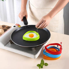 4pcs Silicone Heart Shaped Omelet Mold Stainless Steel Hamburger Meat Mold