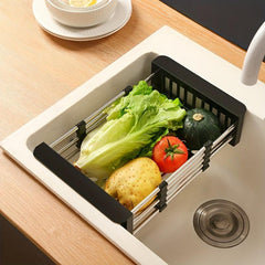 Retractable Stainless Steel Sink Strainer Dish Drying Rack