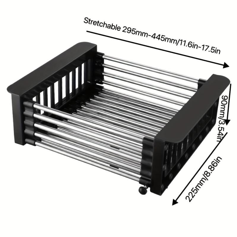 Retractable Stainless Steel Sink Strainer Dish Drying Rack