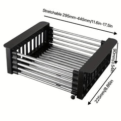 Retractable Stainless Steel Sink Strainer Dish Drying Rack