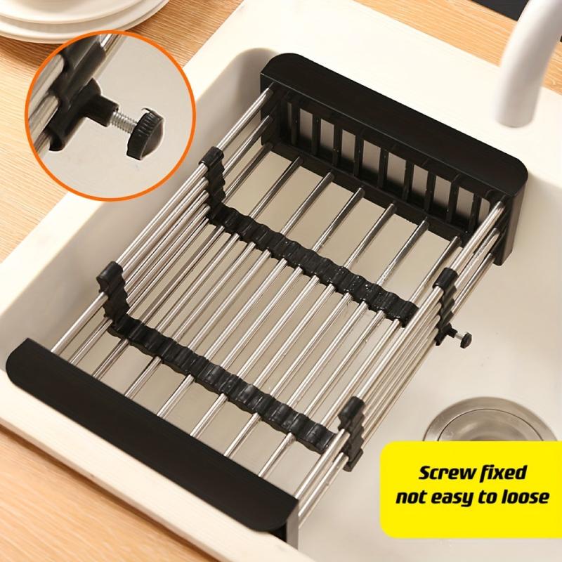 Retractable Stainless Steel Sink Strainer Dish Drying Rack
