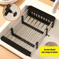 Retractable Stainless Steel Sink Strainer Dish Drying Rack