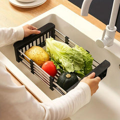 Retractable Stainless Steel Sink Strainer Dish Drying Rack