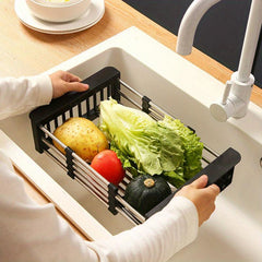 Retractable Stainless Steel Sink Strainer Dish Drying Rack