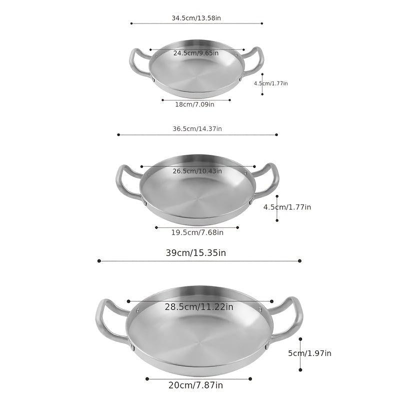 Stainless Steel Plate with Handle for BBQ Hot Pot Ramen Pasta Salad