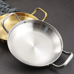 Stainless Steel Plate with Handle for BBQ Hot Pot Ramen Pasta Salad