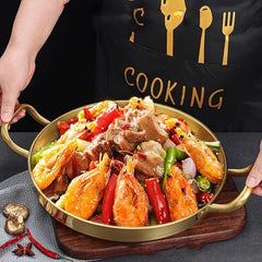 Stainless Steel Plate with Handle for BBQ Hot Pot Ramen Pasta Salad