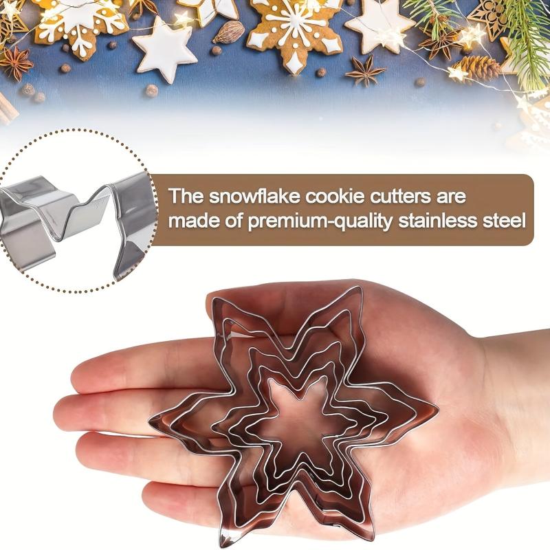 5pcs Stainless Steel Snowflake Cookie Cutter Set Christmas Series Cookie Molds