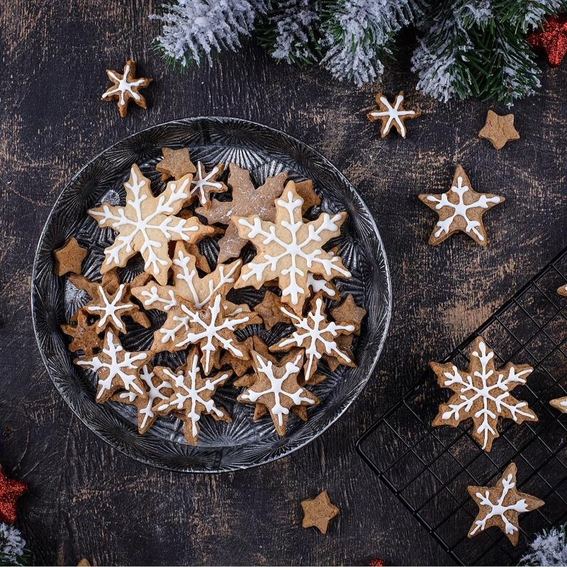 5pcs Stainless Steel Snowflake Cookie Cutter Set Christmas Series Cookie Molds