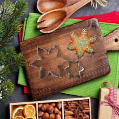 5pcs Stainless Steel Snowflake Cookie Cutter Set Christmas Series Cookie Molds