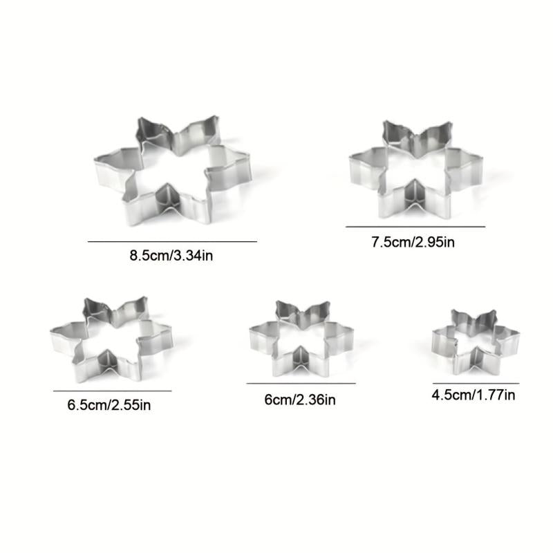 5pcs Stainless Steel Snowflake Cookie Cutter Set Christmas Series Cookie Molds