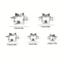 5pcs Stainless Steel Snowflake Cookie Cutter Set Christmas Series Cookie Molds