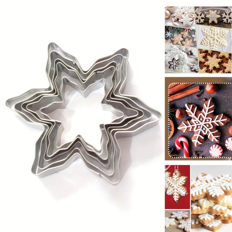 5pcs Stainless Steel Snowflake Cookie Cutter Set Christmas Series Cookie Molds