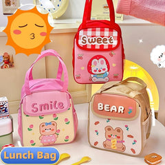 Cartoon Bear Lunch Bag Thermal Insulated Large Capacity Portable Food Storage