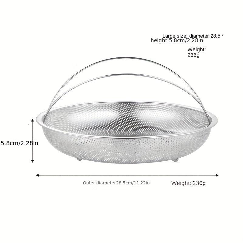 3pcs Stainless Steel Steamer w/ Dense Holes Vegetable/Fruit Drain Basket