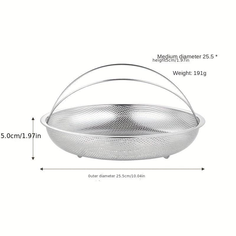 3pcs Stainless Steel Steamer w/ Dense Holes Vegetable/Fruit Drain Basket