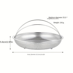 3pcs Stainless Steel Steamer w/ Dense Holes Vegetable/Fruit Drain Basket