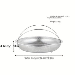 3pcs Stainless Steel Steamer w/ Dense Holes Vegetable/Fruit Drain Basket