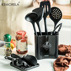 Silicone Kitchen Tools Set with Non Stick Spoon Spatula and Shovel