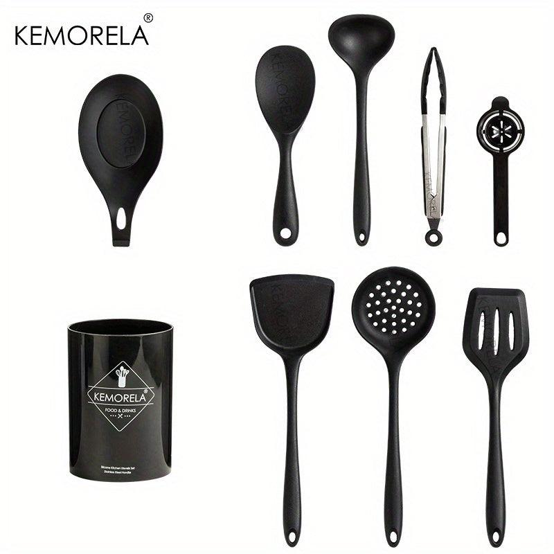 Silicone Kitchen Tools Set with Non Stick Spoon Spatula and Shovel
