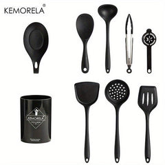 Silicone Kitchen Tools Set with Non Stick Spoon Spatula and Shovel