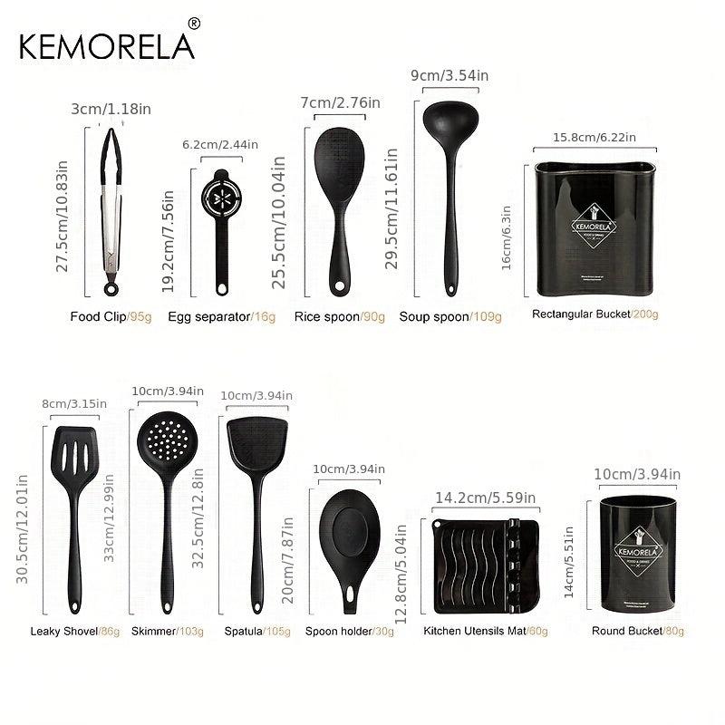 Silicone Kitchen Tools Set with Non Stick Spoon Spatula and Shovel