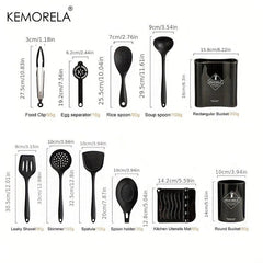 Silicone Kitchen Tools Set with Non Stick Spoon Spatula and Shovel