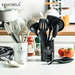 Silicone Kitchen Tools Set with Non Stick Spoon Spatula and Shovel