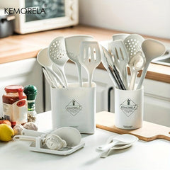 Silicone Kitchen Tools Set with Non Stick Spoon Spatula and Shovel
