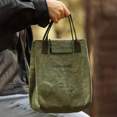 Waterproof Army Green Lunch Box Bag Insulated for Students and Office Workers