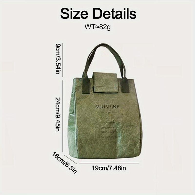 Waterproof Army Green Lunch Box Bag Insulated for Students and Office Workers
