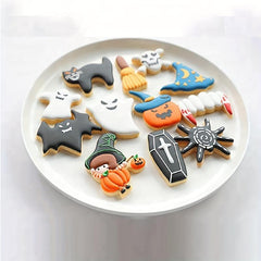 7pc Halloween Cookie Cutters Pumpkin Bat Ghost Spider Cat Witch Food Party Deco