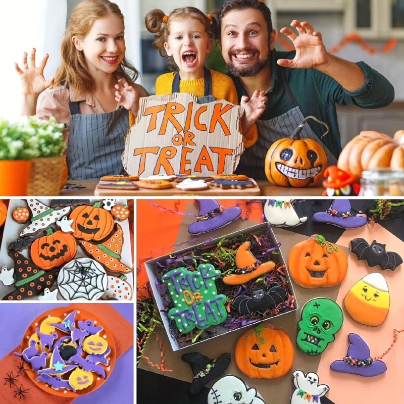 7pc Halloween Cookie Cutters Pumpkin Bat Ghost Spider Cat Witch Food Party Deco