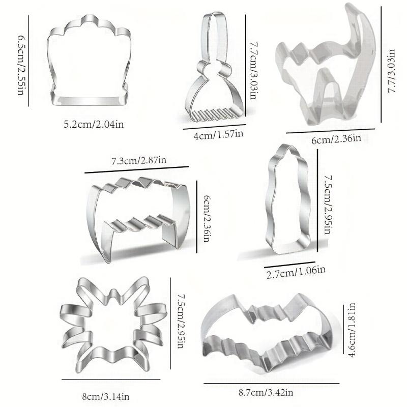 7pc Halloween Cookie Cutters Pumpkin Bat Ghost Spider Cat Witch Food Party Deco