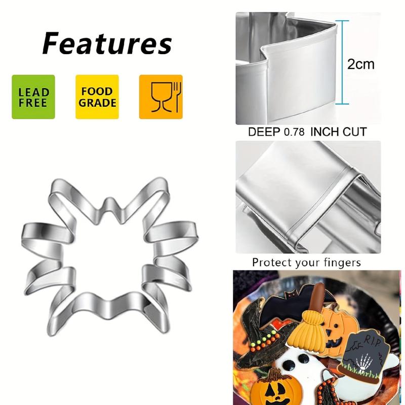 7pc Halloween Cookie Cutters Pumpkin Bat Ghost Spider Cat Witch Food Party Deco