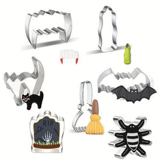 7pc Halloween Cookie Cutters Pumpkin Bat Ghost Spider Cat Witch Food Party Deco