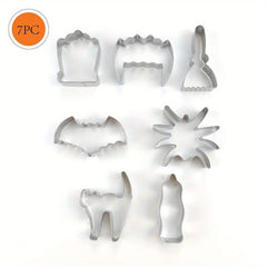 7pc Halloween Cookie Cutters Pumpkin Bat Ghost Spider Cat Witch Food Party Deco