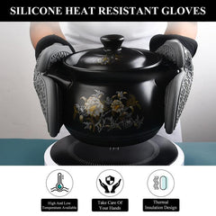 4pcs Silicone Oven Mitts and Pot Holders Set - Heat Resistant - Extra Long