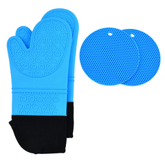 4pcs Silicone Oven Mitts and Pot Holders Set - Heat Resistant - Extra Long