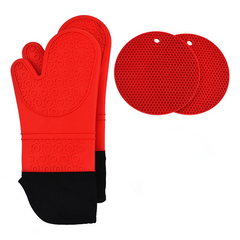 4pcs Silicone Oven Mitts and Pot Holders Set - Heat Resistant - Extra Long