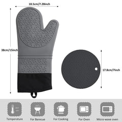 4pcs Silicone Oven Mitts and Pot Holders Set - Heat Resistant - Extra Long