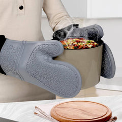 4pcs Silicone Oven Mitts and Pot Holders Set - Heat Resistant - Extra Long