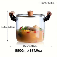 Glass Stockpot High Borosilicate Glass Pot Wooden Handles