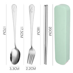 3pcs Stainless Steel Tableware Set with Case