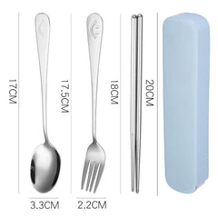 3pcs Stainless Steel Tableware Set with Case