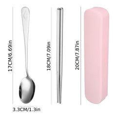 3pcs Stainless Steel Tableware Set with Case