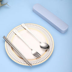 3pcs Stainless Steel Tableware Set with Case