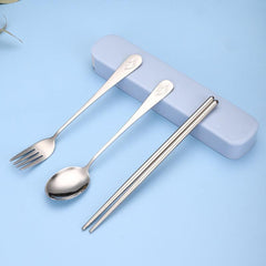 3pcs Stainless Steel Tableware Set with Case